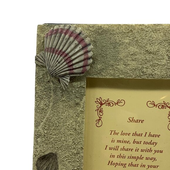 3D Seashell Ocean Photo Frame Sentimental Poem Vacation Memories Resin 7" x 5.5" - Picture 8 of 12